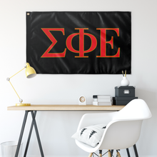 Load image into Gallery viewer, Sigma Phi Epsilon Greek Letters Flag - Black, Red &amp; Gold