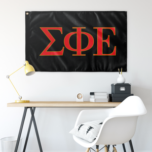 Sigma Phi Epsilon Greek Letters Flag - Black, Red & Gold