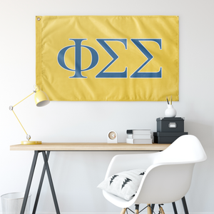 Phi Sigma Sigma Sorority Flag - Yellow, Blue & White