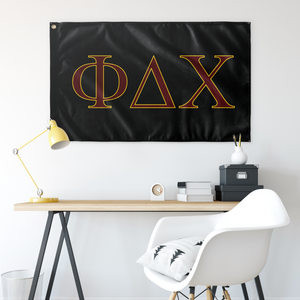 Phi Delta Chi Fraternity Flag - Black, Foliage Rose & Maize