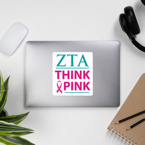 Zeta Tau Alpha Think Pink Sticker - White