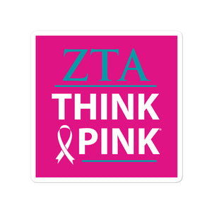 Zeta Tau Alpha Think Pink Sticker - Pink