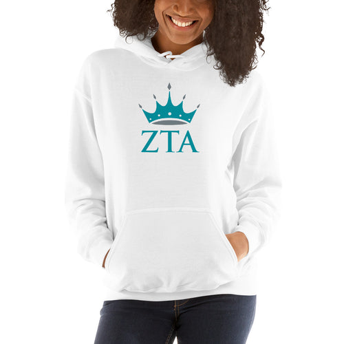 Zeta Tau Alpha Sorority Hoodie - Crown & Greek Letters