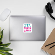 Load image into Gallery viewer, Zeta Tau Alpha Think Pink Sticker - White
