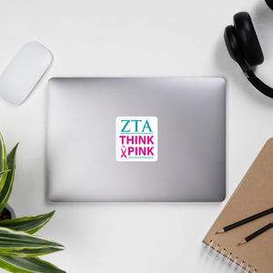 Zeta Tau Alpha Think Pink Sticker - White