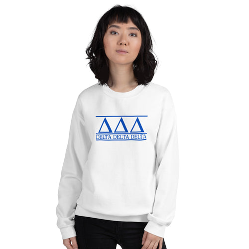 Delta Delta Delta Sweatshirt - Linear Letters Cerulean Blue