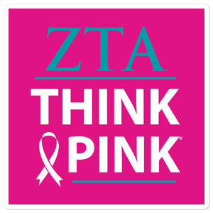 Zeta Tau Alpha Think Pink Sticker - Pink