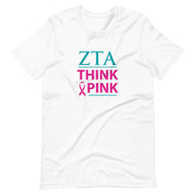 Load image into Gallery viewer, Zeta Tau Alpha Think Pink Sorority T-Shirt