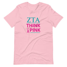 Load image into Gallery viewer, Zeta Tau Alpha Think Pink Sorority T-Shirt