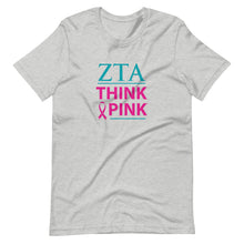 Load image into Gallery viewer, Zeta Tau Alpha Think Pink Sorority T-Shirt