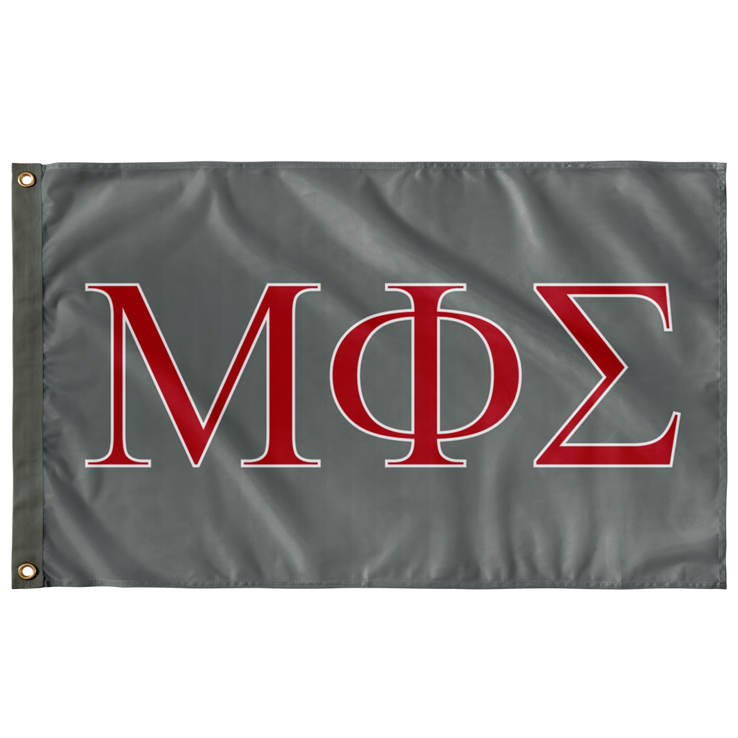 Mu Phi Sigma Fraternity Flag - Silver, Red & White