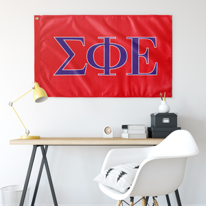 Sigma Phi Epsilon Greek Letters Flag - Red, Purple & White