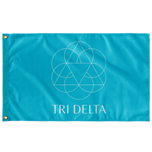 Load image into Gallery viewer, Tri Delta Vertical Logo Sorority Flag - Bright Blue &amp; White