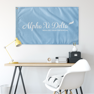 Alpha Xi Delta Sorority Flag - Logo Griffin Blue White
