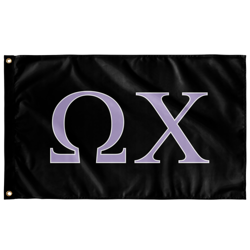 Omega Chi Greek Flag - Black, Lavender & White