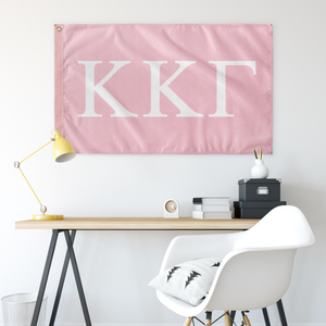 Kappa Kappa Gamma Sorority Letter Flag - Pink & White