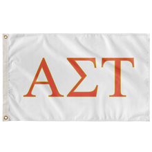 Load image into Gallery viewer, Alpha Sigma Tau Sorority Flag - White, Coral &amp; Victory Gold