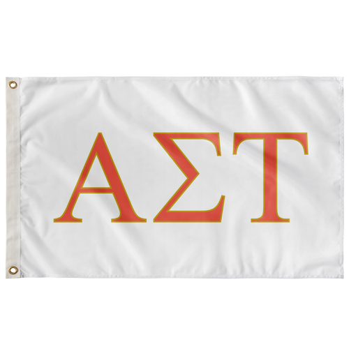 Alpha Sigma Tau Sorority Flag - White, Coral & Victory Gold