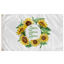 Load image into Gallery viewer, Sigma Sigma Sigma Sunflower Wreath Sorority Flag