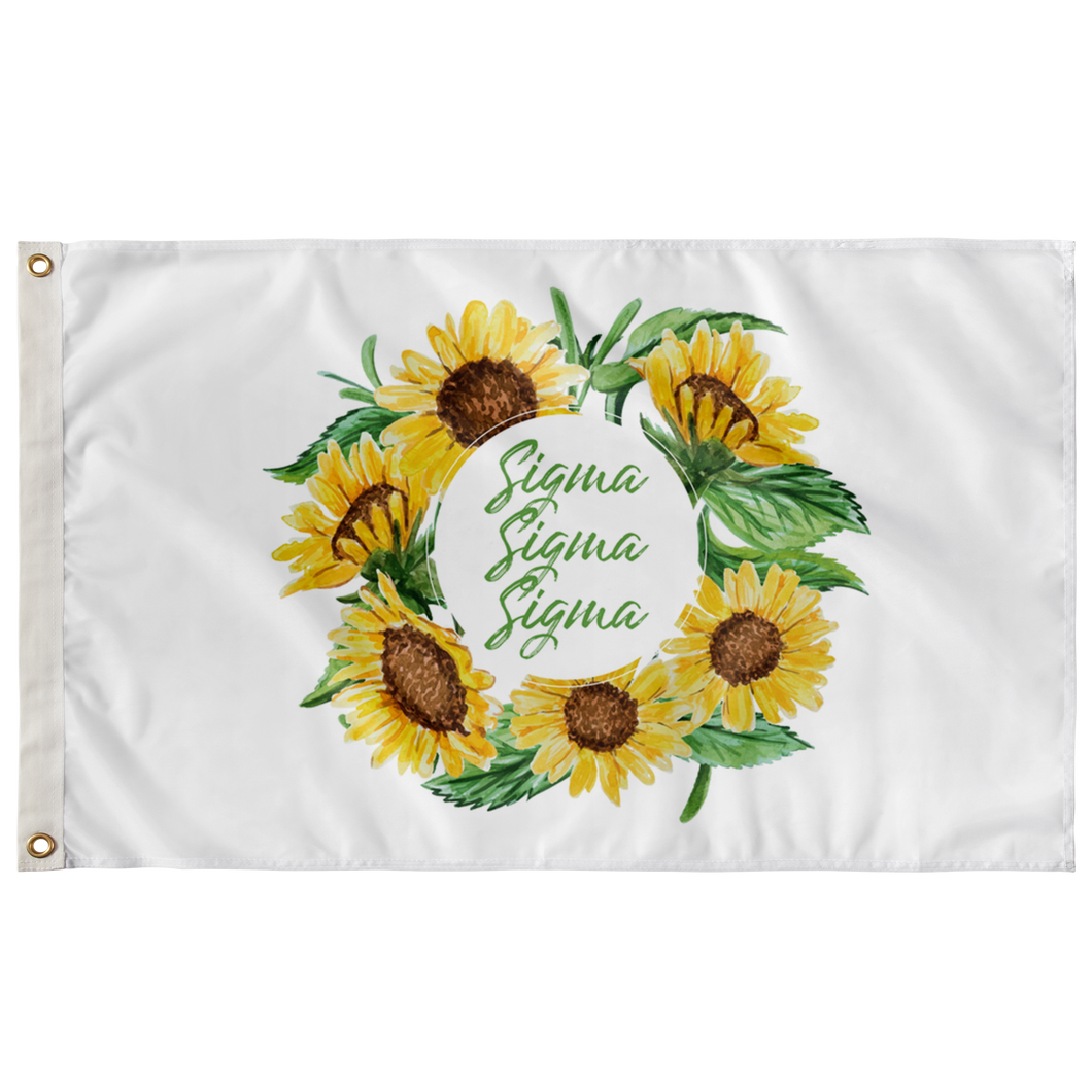Sigma Sigma Sigma Sunflower Wreath Sorority Flag