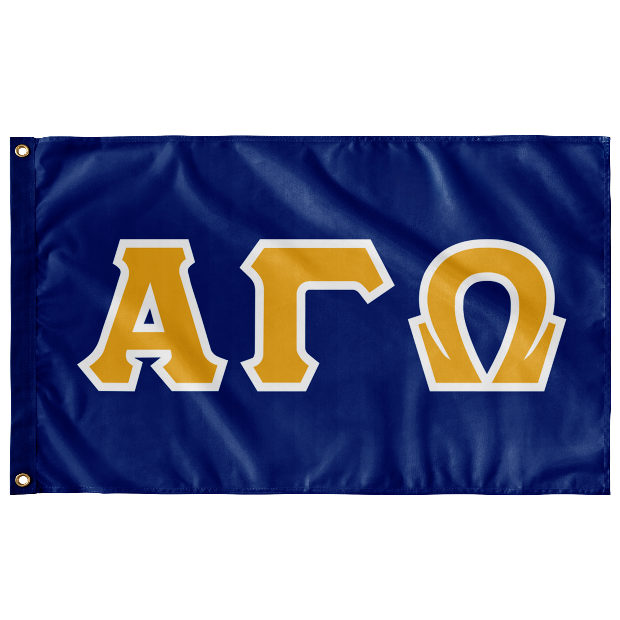 Alpha Gamma Omega Greek Block Flag Royal Light Gold White