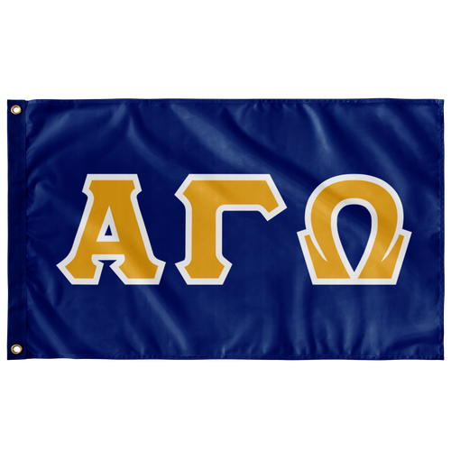 Alpha Gamma Omega Greek Block Flag - Royal, Light Gold & White