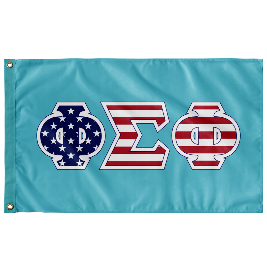 Phi Sigma Phi American Flag - Turquoise