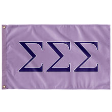 Load image into Gallery viewer, Sigma Sigma Sigma Sorority Flag - Pale Purple, Royal Purple &amp; White