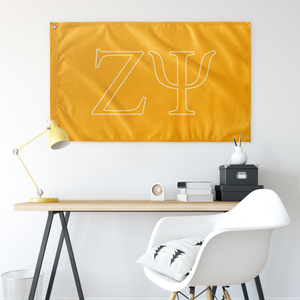 Zeta Psi Fraternity Letter Flag - Zeta Psi Gold & Pure White