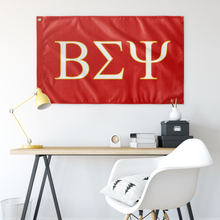 Load image into Gallery viewer, Beta Sigma Psi Fraternity Flag - Cardinal Red, White &amp; Gold