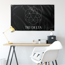 Load image into Gallery viewer, Tri Delta Vertical Logo Sorority Flag - Black &amp; White