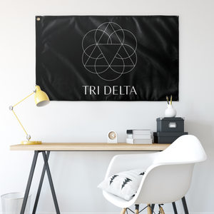 Tri Delta Vertical Logo Sorority Flag - Black & White