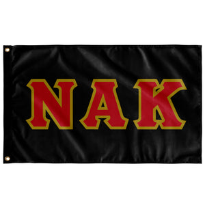Nu Alpha Kappa Greek Block Flag - Black, Red & Light Old Gold
