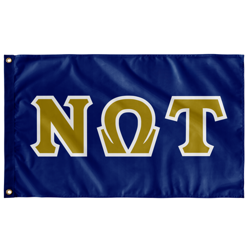 Nu Omega Tau Greek Block Flag - Royal, Light Old Gold & White