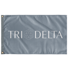 Load image into Gallery viewer, Tri Delta Logo Sorority Flag - Silver &amp; White