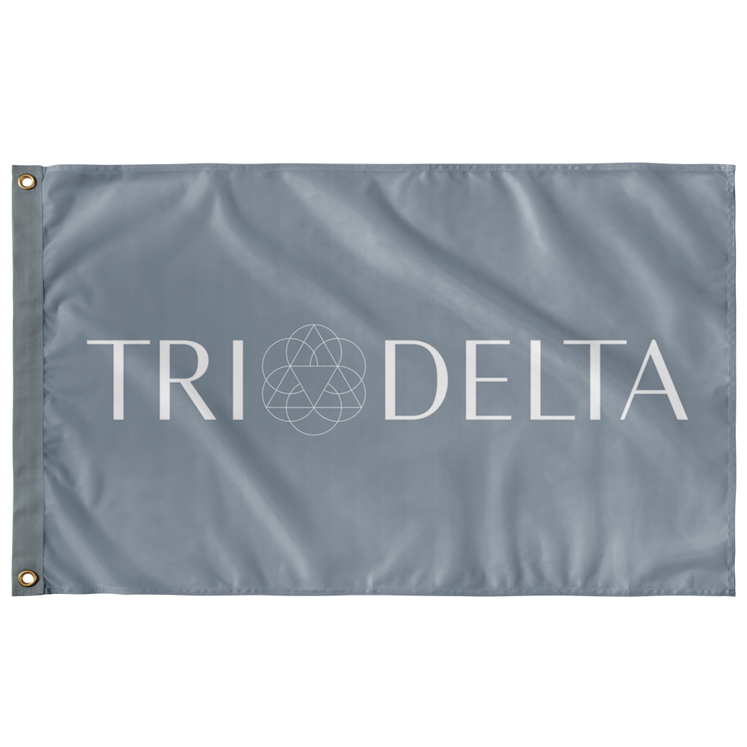 Tri Delta Logo Sorority Flag - Silver & White
