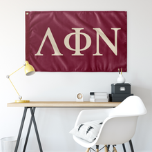 Load image into Gallery viewer, Lambda Phi Nu Fraternity Flag -  Maroon &amp; Ivory