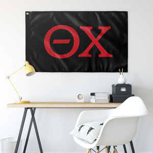 Theta Chi Fraternity Letters Flag - Black & Red