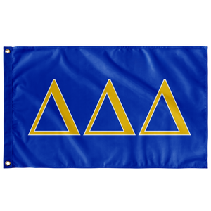Delta Delta Delta Sorority Flag - Cerulean Blue, Gold & White