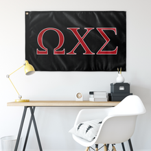 Load image into Gallery viewer, Omega Chi Sigma Fraternity Flag - Black, Red &amp; White