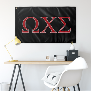 Omega Chi Sigma Fraternity Flag - Black, Red & White