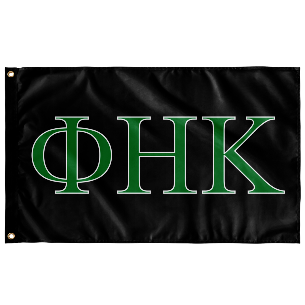 Phi Eta Kappa Fraternity Flag - Black, Kelly Green & White