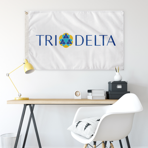 Tri Delta Logo Sorority Flag - White & Full Color
