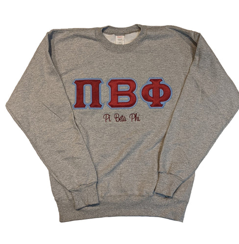 Pi Beta Phi Sorority Sweatshirt With Cardinal Stitch Letters & Custom Embroidery