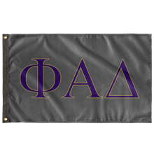 Load image into Gallery viewer, Phi Alpha Delta Fraternity Flag - Charcoal Gray, Purple &amp; Vegas Gold