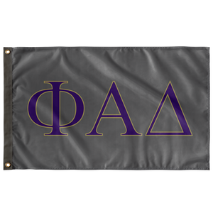 Phi Alpha Delta Fraternity Flag - Charcoal Gray, Purple & Vegas Gold