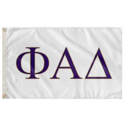 Phi Alpha Delta Fraternity Flag - White, Purple & Vegas Gold