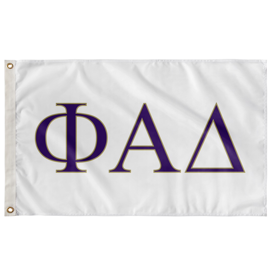 Phi Alpha Delta Fraternity Flag - White, Purple & Vegas Gold
