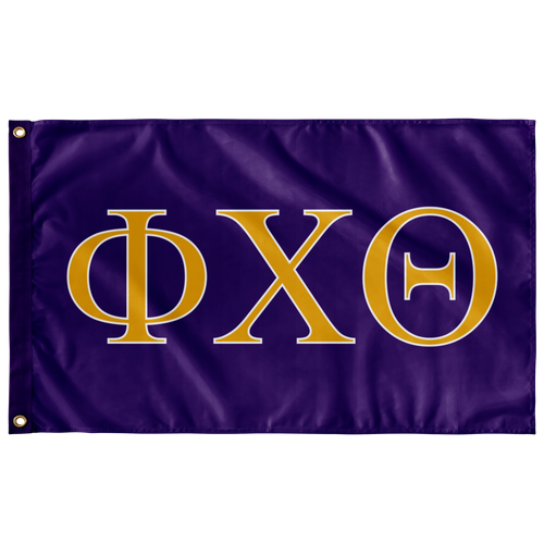 Phi Chi Theta Custom Fraternity Flag - Purple, Gold & White