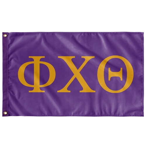 Phi Chi Theta Greek Flag - Grape & Light Gold